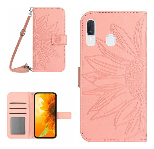Funda De Poliuretano Con Textura De Piel Rosa Para Samsung Galaxy A30/a20/m10s