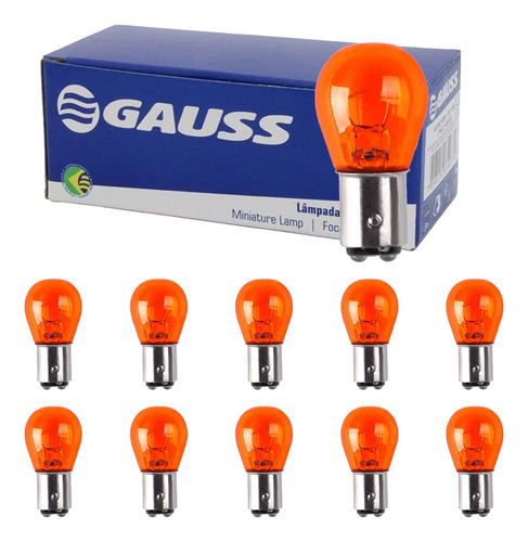 Kit 10 Lampadas 1034 Âmbar 12v 2 Polos Gauss Gl1034a