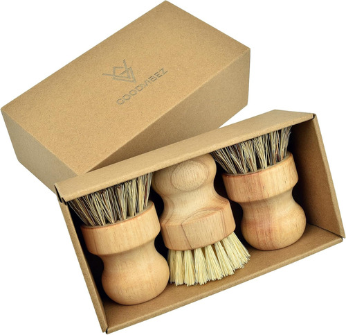 Juego De 3 Cepillos De Bambú Y Palma Para Cocina
