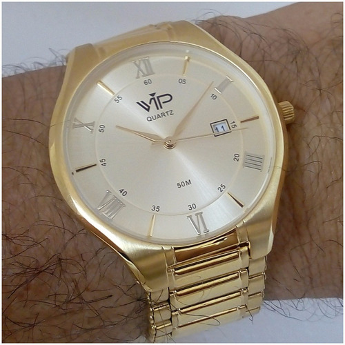 Relógio Vip Mh301 Masculino Banhado A Ouro Original Luxo