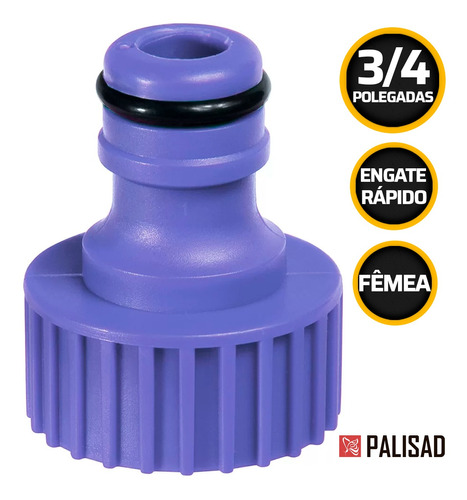 Conector Fêmea De Plástico, 3/4 , Rosca Interna Palisad
