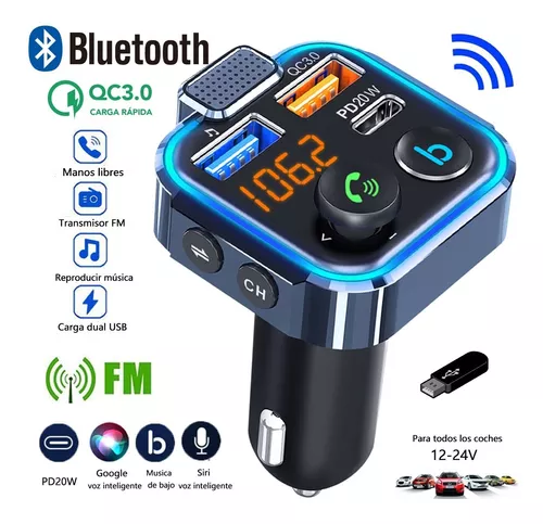 Comprar Transmisor FM Bluetooth 5,0 para coche, micrófono grande de carga  rápida, reproductor Mp3 de graves con una tecla, pantalla Dual, reproductor  de Audio