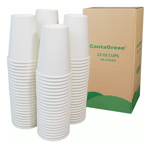 Cantagreen Vasos De Papel Resistentes De 12 Onzas, Taza Dese