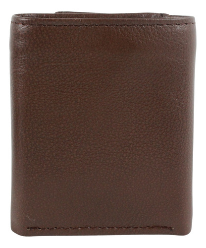 Cartera Triple Premium Hombre Cierre Interno Piel Genuina Chocolate