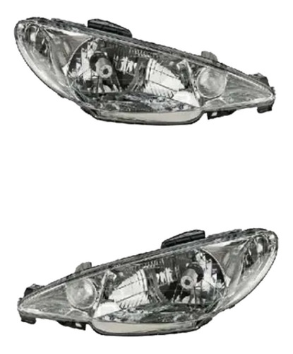 Par Juego Faros Peugeot 206 2001 - 2009 Liso Un As Depo Sxc