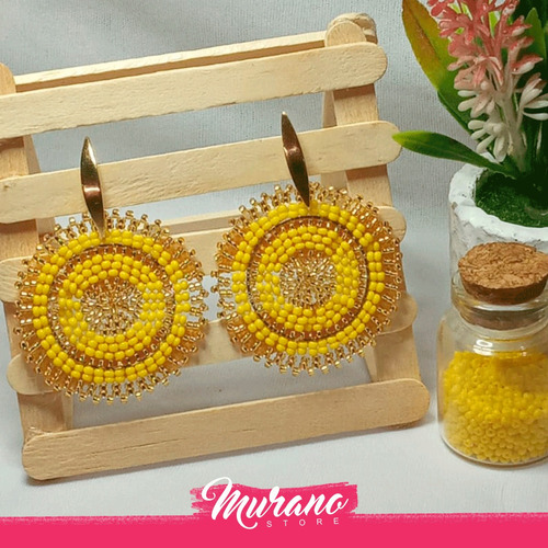 Aretes Tejido, Oro Golfi 100% A Mano En Delica Miyuki