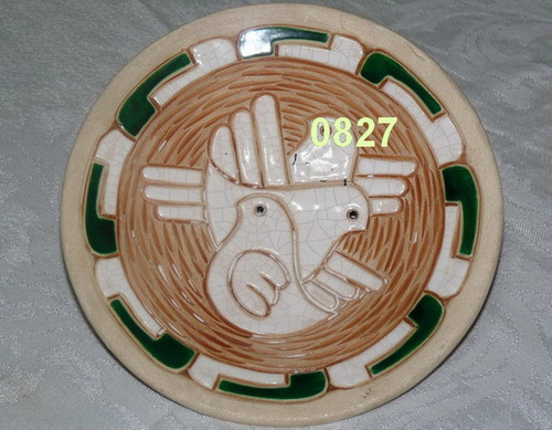 Imagen 1 de 1 de 0827 - Plato Decorativo Ceramica Motivo Triple Paloma
