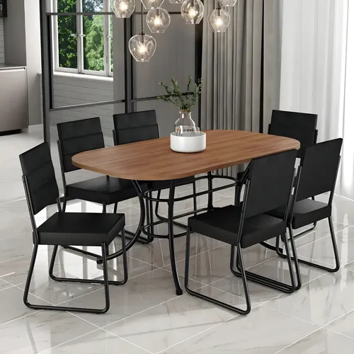 Conjunto Sala de Jantar Carraro com Mesa e 6 Cadeiras Fênix