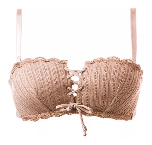 Coordinado Brasier Bralette Straple Push Up Tejido Con Panty