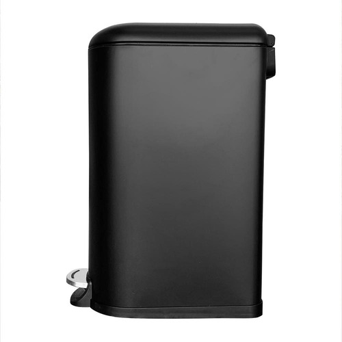 Bote De Basura Metálico 40l Negro Con Pedal