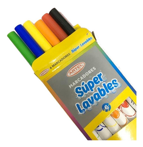 Imagen 1 de 4 de Estuche 6 Marcadores Super Lavables