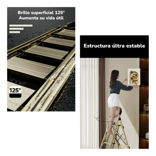 Escalera De Aluminio Dorada 5 Escalones By Lubabycas