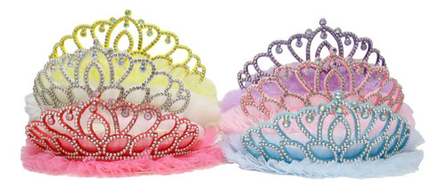 Diadema Corona Princesa Set 6 Cumpleaños Multicolor