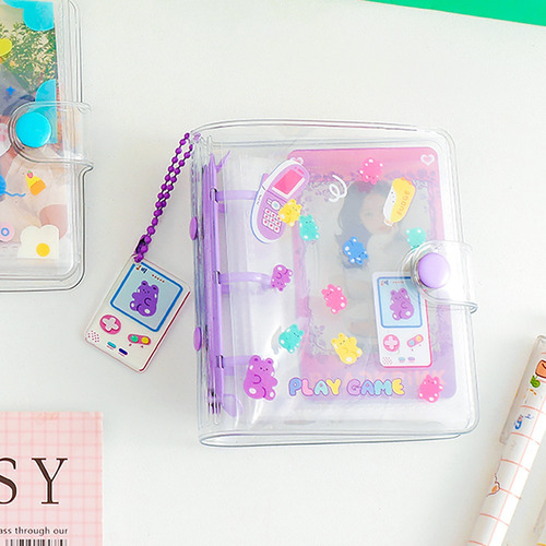 Mini Album Para A8 Photocards Tarjetas Kawaii Con Llavero Púrpura