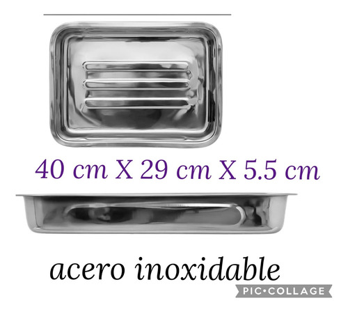 Charola Para Hornear De Acero Inoxidable 40x29x5.5 Cm