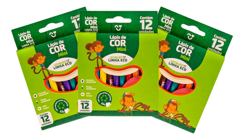 Lápis De Cor Mini 12 Cores Kit Com 12 Caixas Leo&leo Marcação Colorido