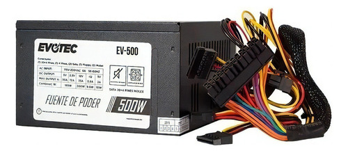 Fuente de poder para PC Evotec EV-500 500W negra 127V