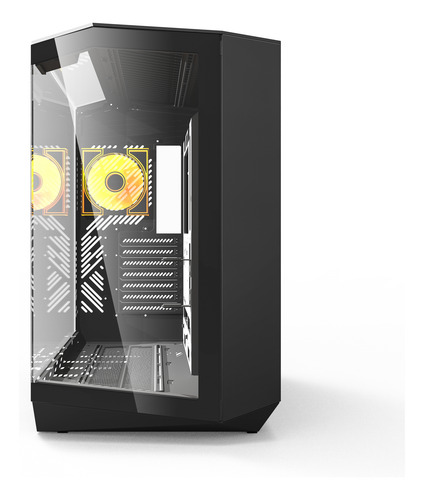 Gabinete Darkflash Dy470 Atx Lujo Vista 330° Con 4 Fans Argb Negro