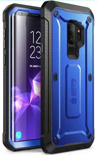 Case Galaxy S9 Plus Supcase 360 Azul Metálico C/ Clip Correa