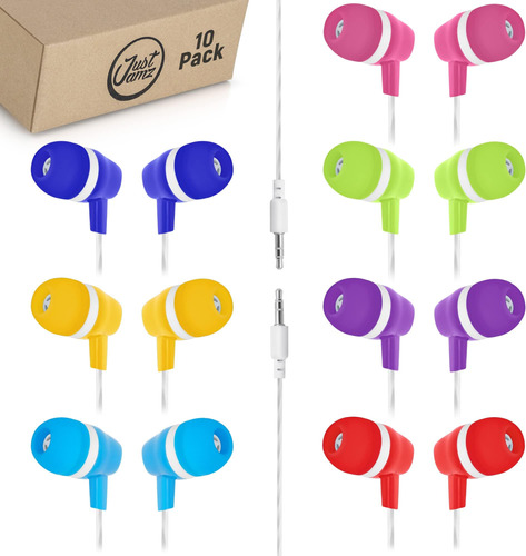 Justjamz Bulk Earbuds Bubbles Paquete 10 Audífonos Coloridos