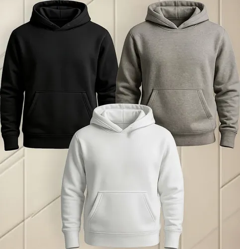 Kit 3 Abrigo Moletom Adulto Capuz Jaqueta Canguru Liso Frio