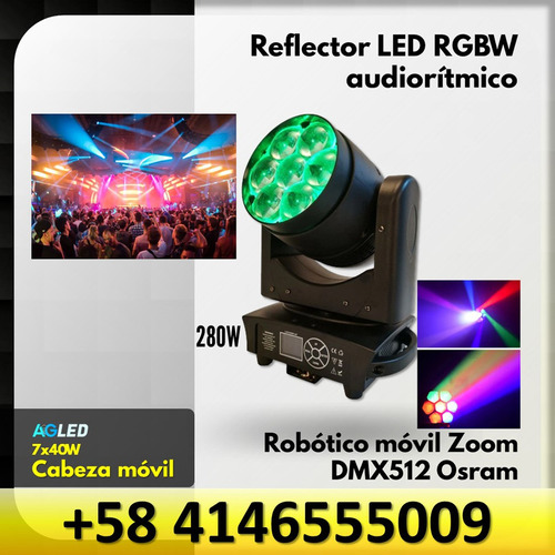 Reflector Led Rgbw Robotico 7x40w Zoom Dmx512 Osram