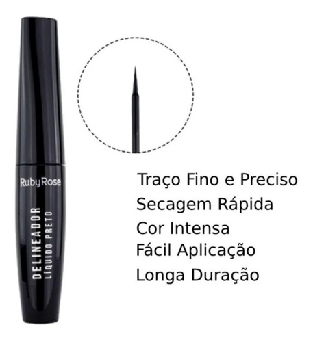 Imagem 3 de 8 de Kit C/ 1 Rimel 4d Tango + 1 Delineador Líquido Ruby Rose