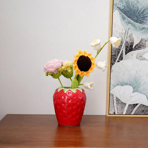 Florero De Cerámica De Fresa, Maceta Para Estante, Sala S