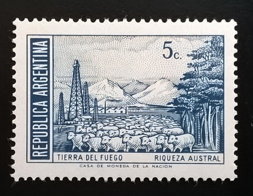 Argentina, Sello Gj 1540 Riquez Austral C M 1972 Mint L11438