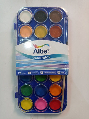 Acuarelas Alba En Pastillas X21 Colores + Pincel