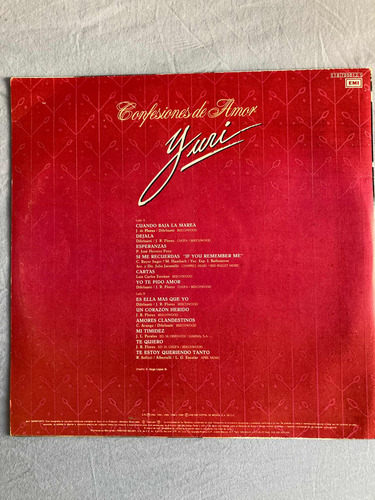 Yuri / Confesiones De Amor Lp Album 1990 Impecable (Usado)