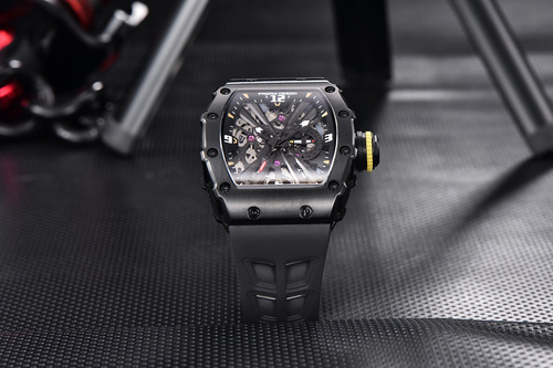 Reloj De Pulsera Analógico Ejecutivo Pagani Design Para Homb Correa Negro Bisel Negro Fondo Negro