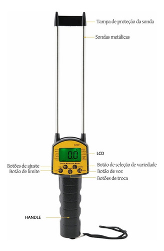 Sensor Inteligente Ar991 Digital Lcd Grão Medidor De Umidade