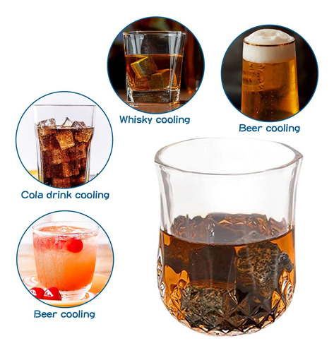 Juego 15 Piezas Regalo Piedra Para Whisky Vasos De Cristal