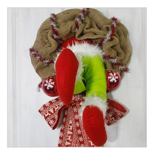 Corona De Flores De Ladrón Del Grinch Para Decoración De Árb