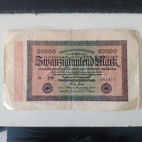 Antiguo Billete 20000 Marcos Alemania 1923 Pick 85