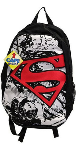 Superman Blanco Y Negro Cape Mochil