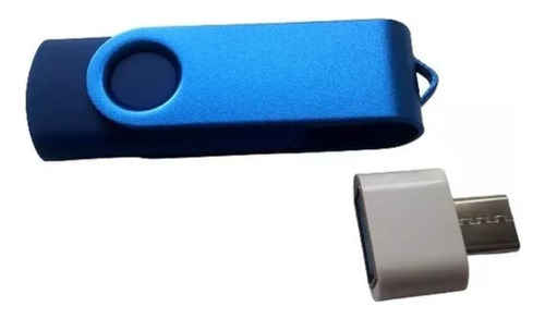 Pendrive 64 Gb Cor Azul + Otg Micro Usb