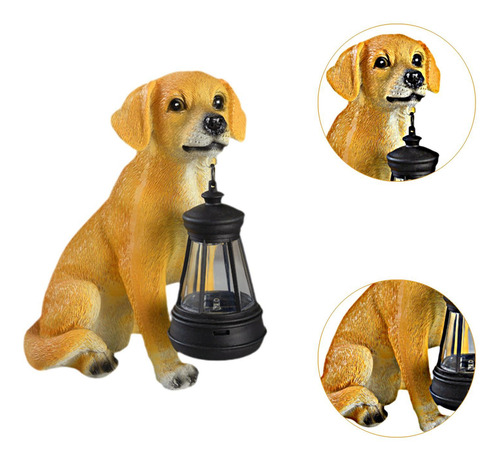 Estatua De Perro Para Jardín Al Aire Libre, Luz Solar Con