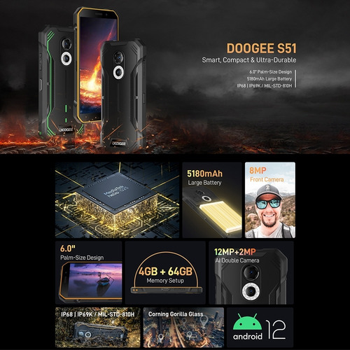Doogee S51 - Resistente Cámara 12 Mpx / Selfie8 Mpx