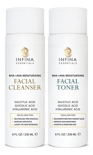 Infina Essentials Limpiador Facial Y Tónico Facial, Grande.