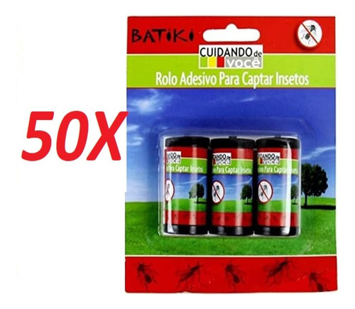 Kit 50 Armadilhas Capturar Insetos Cola Adesiva Com 3 Rolos