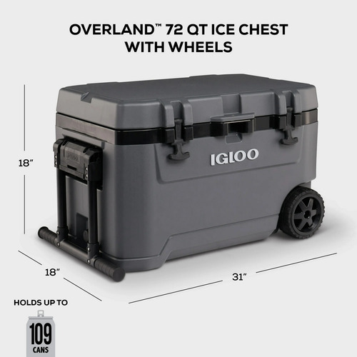 Hielera Igloo Overland 72 Qt Uso Rudo Con Llantas 109 Latas