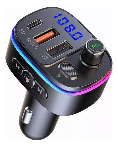 Transmisor Bluetooth Fm Qc3.0 Pd 20w Asistente Voz Para Auto