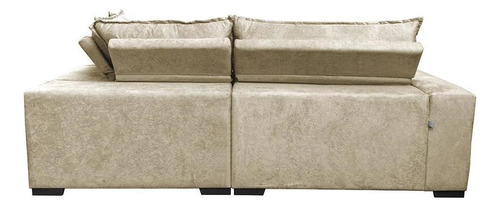 Sofa De Canto Retrátil Reclinável, Molas Cama Inbox Oklahoma Cor Bege Desenho do tecido
