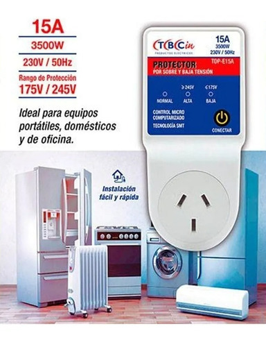 Imagen 2 de 3 de Protector De Tension Alta Baja 3500w Aire Heladera Tv Tbcin