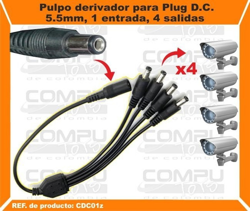 Imagen 2 de 6 de Cable Pulpo Plug Dc 5.5mm 1 A 4 Ref: Cdc01z Computoys Sas