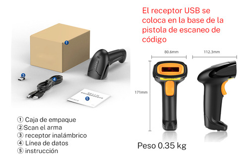 Aomu Lector Código De Barras 1d/2d Inalámbrico + Soporte,velocidad Barrido Rápido, Plug And Play Aomu