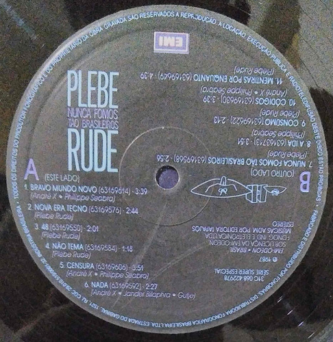 Lp Plebe Rude-nunca Fomos Tão Brasileiros Original Zero Punk