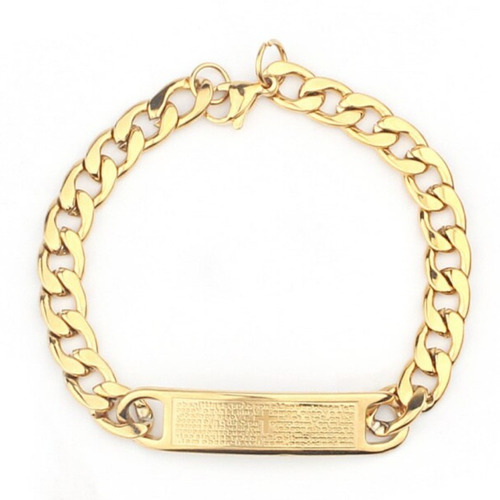 Pulseira Pai Nosso Dourada Aço 316l Folheada A Ouro Grumet